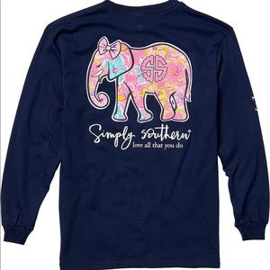 Simply Southern Girls M Long Sleeve Elephant Tee